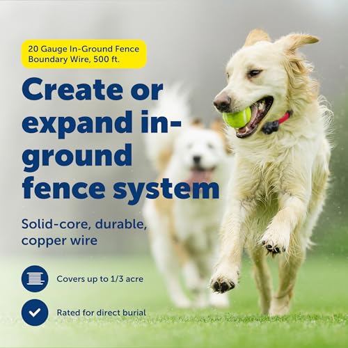 PetSafe Extra In-Ground Fence Boundary Wire, 20-Gauge Copper, 500 ft | Solid Core Copper Wire to Expand PetSafe In-Ground Fence, Covers Approximately 1/3 Acre - size: 500 feet, style: 20 Gauge