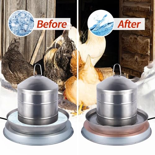 2Pack Chicken Water Heater for Winter，Heated Poultry Waterer Base,with Thermostat and 9.8ft Power Cord, Dia.11in - size: 2PACK