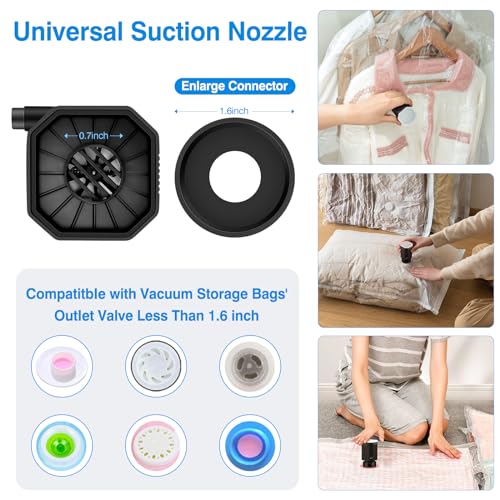 Cordless Electric Pump for Vacuum Storage Bags Travel Air Pump for Various Space Saver Bags Portable Rechargable Seal Bag Pump for Compression Clothes, Blanket, Luggage (Black Pump Only) - color: Black
