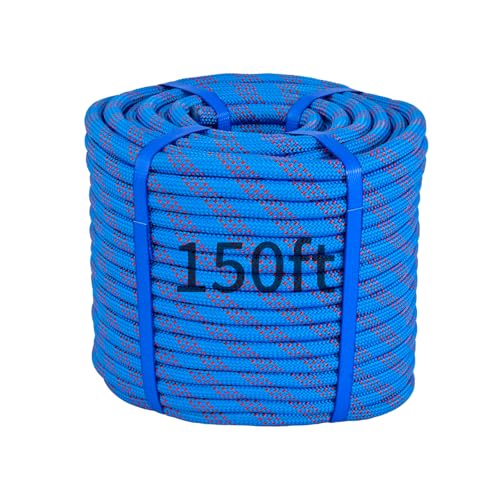 150Ft 1/2 Inch Heavy Duty Climbing Rope,Arborist Rope for Tree Pulling (Blue) - size: 150ft-Blue-1/2
