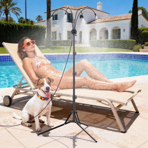 Standing Misters for Outside Patio - Adjustable Height Stand Misting system for Cooling Outdoor, 26.5FT Portable Water Mister for Garden Backyard BBQ Party Tanning Pool Beach Cooling & Water Playing