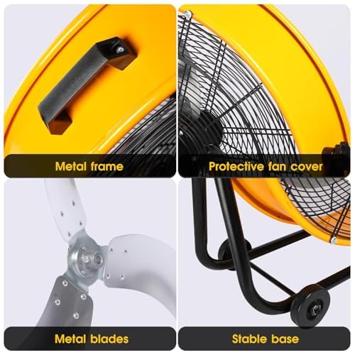 Xcity 24 Inch Heavy Duty Drum Fan, High Velocity 8700 CFM Industrial Air Circulator, 3-Speed & 360° Adjustable Tilt, Powerful Cooling for Warehouse, Commercial, Factory, Garage & Workshop - size: Drum Fan 24" Metal