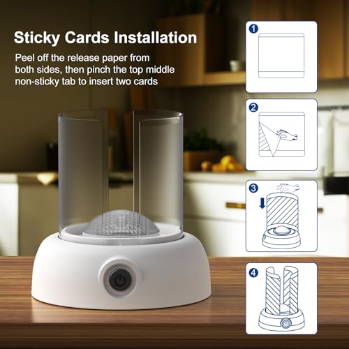 LFSYS Fruit Fly Traps for Indoors Gnat Trap Lamp, Double Side Sticky Paper 360° Attraction for Fruit Fly, Gnats 9 Refills + 1 Starter Kit (Dutch White) - style: 1 Device + 9 Refills