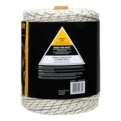 Zareba Elite Electric Polybraid Horse Fence, 1000 ft Roll | 600lb Break Strength, 4 Copper Strands, UV-Resistant Electric Fencing Wire for Horse Electric Fence Training, EL1000C4-Z - size: 1000 ft.
