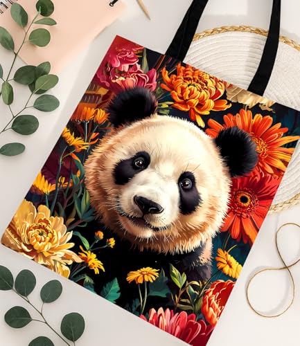 Vintage Botanical Animal Canvas Tote Bag for Women, Aesthetic Floral Animal Reusable Shoulder Bag for Shopping - color: 4