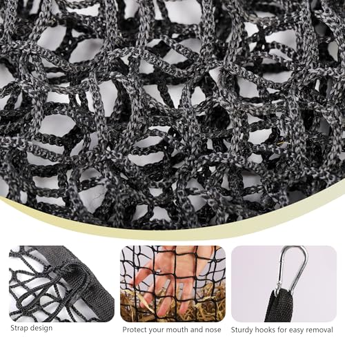 2 Pcs 31x28in Slow Feed Hay Nets for Horses Hanging Hay Bag Black | Large Capacity,All-Day Feeding Hay Feeder for Goats Sheep Donkey & Trailer,Durable Mesh Design