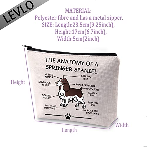 LEVLO Funny Springer Dog Lovers Gifts The Anatomy of A Springer Spaniel Cosmetic Bags Sporting Dog Veterinary Mom Travel Toiletry Bags (Springer Spaniel)