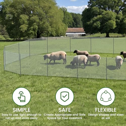 Non Electric Fence Netting, 40in x 100ft Nylon Portable Movable Livestock Nets Mesh for Chickens,Goats, Sheep, Dog, All-Purpose Fencing for Backyard Homesteader Farm Ranche - size: 40in x 100ft