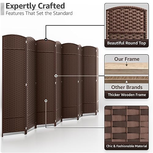 Sorbus Foldable Room Divider, Mesh Privacy Screen (8 Panel, Chocolate) | Folding screens, dividers for rooms, double-hinged panels; freestanding partition for bedrooms, offices and shared areas - color: Chocolate, size: 8 Panel