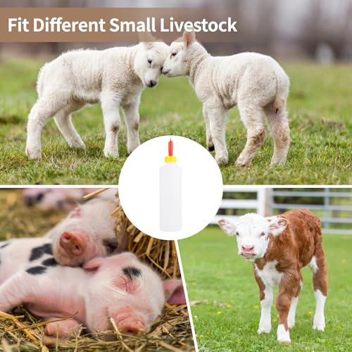 10 Pcs Lamb Feeding Bottles, Large Goat Nursing Bottles with Nipples, Leak-Proof Plastic Milk Bottle, Drinking Bottle for Goats, Sheep, Pigs, Outdoor-Friendly Animal Feeding Set
