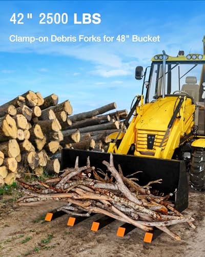GarveeLife 48 in Bucket Clamp on Pallet Forks 2500 LBS Heavy Duty | with 5 Tines for Tractor Accessories,Loader Bucket, Skid Steer - size: 48" Bucket