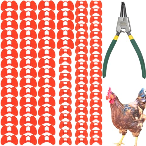 DoubleWood Pinless Peepers for Chickens, 101 Pcs Anti-Pecking Goggles with Pliers, Chicken Blinders and Plier Tool, Chicken Glasses Pheasant Poultry Blinders Spectacles - size: 50 Pcs Large and 50 Pcs Middle with Plier