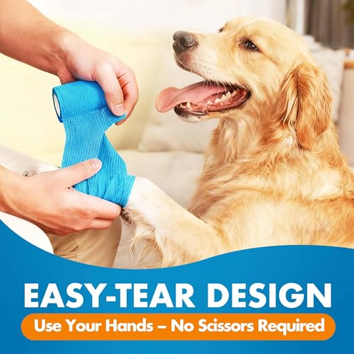 LotFancy 10 Rolls Self Adhesive Vet Wrap, 3 Inch Cohesive Bandage Wrap for Horses, Dogs, Cats, Pet, Animal, Non-Woven Medical First Aid Tape for Wounds, Paw, Leg, Foot, Ankle Sprains & Swelling - size: 3 Inch x 5 yards