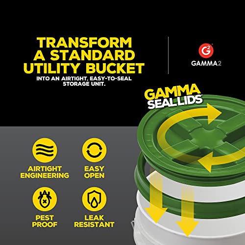 GAMMA2 Gamma Seal Lid - Pet Food Storage Container Lids - Fits 3.5, 5, 6, & 7 Gallon Buckets, Green, Made in USA - color: Green, size: Fits 3.5, 5, 6, & 7 Gallon Buckets