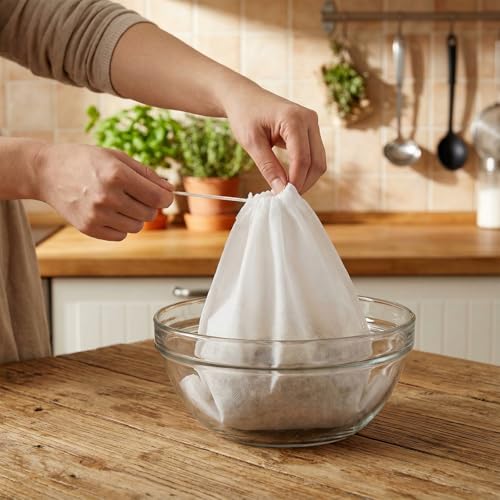 50 Pack Nylon Straining Nut Milk Bag 11.7" x 7.8" Fine Mesh Food Strainer Filter Cheese Cloth Bags for Nut Milk Juice Yogurt Cold Brew Tea Coffee Home Brewing