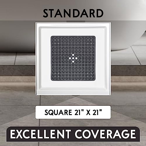 ENKOSI Square Shower Mat – 21 x 21 Inch Non-Slip Bathroom Shower Stall Mat with Suction Cups and Drain Holes – Anti-Slip Bathtub Shower Mats for Inside Shower (21x21 Aqua Blue) - color: Aqua Blue