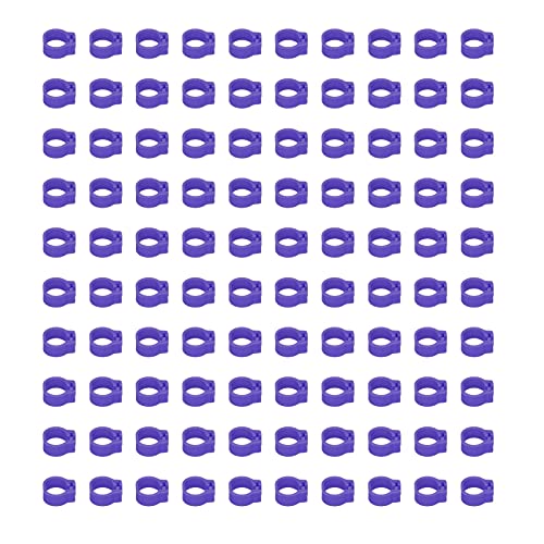 Omabeta 100PCS Reusable 8mm Pigeons Identification Leg Rings for Easy Dovecot Management and Marking, Lightweight Plastic Bands for Poultry Supplies (Purple) - color: Purple