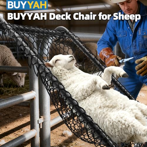 Deck Chair for Sheep | Heavy Duty Metal Goat Chair for Hoof Trimming, Adjustable Width 10"-16" Kick Plate, Suitable for Sheep, Goat, Lamb, Pony