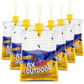 6 Big Fly Bags Outdoor Traps Hanging for Patio - Pre-Baited, Disposable | Fly Catcher Killer Repellent with 6*50g Bait for Outside in Chicken Coop, Horse Barns | Easy to use | Durable | Effective - size: 6 Pack