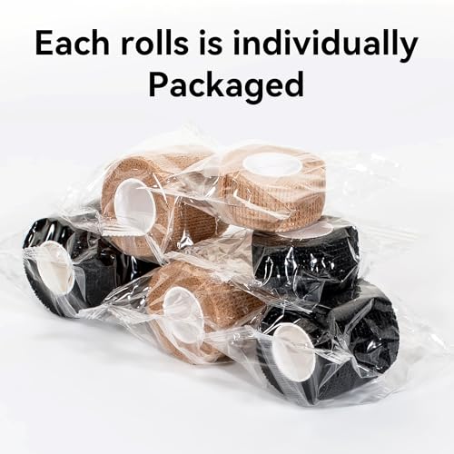 Self Adhesive Bandage Wrap,Bandage Tape,Medical Tape,Vet Tape | Athletic Tape Gauze,for First Aid,Sports, Wrist, Ankle (skin color, 3inch*16rolls) - color: Skin Color, size: 3inch*16rolls