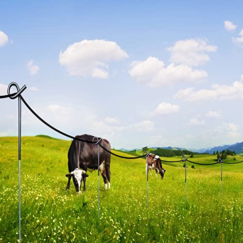ARIFARO 30Pack Step in Fence Post 41 Inch Pig Tail Step-in Fence Post,Electric Fencing Post,Metal Garden Fencing for Pasture Boundary,Black - color: Black