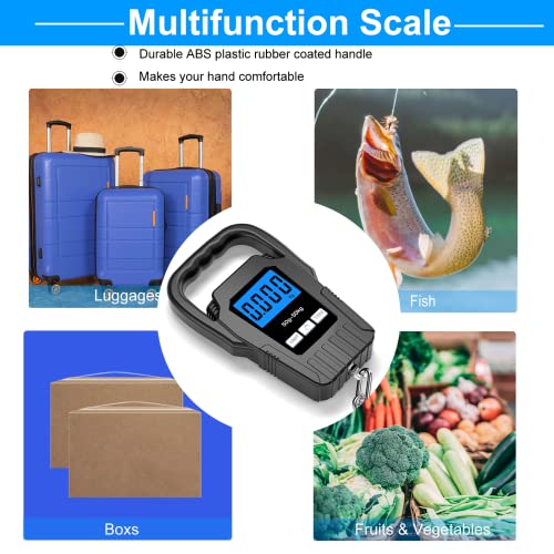 Digital Fish Scale Hanging Scale Fishing Scale, SKEAP 110lb/50kg Luggage Scale,Fish Weighing Scale, Upgrade Large Handle & Backlit LCD Display, Black,Fishing Gifts for Men,Black - color: Black