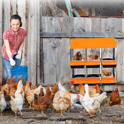 Chicken Nesting Boxes,6 Compartment Nesting Boxes for Laying Eggs,Wall Mount Poultry Roll Away Chicken Laying Boxes,Easy Egg Collection,Cleanable Pull Out Hen Roosting Boxes