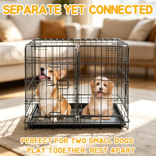 Dog Crate Divider Panel 2-Pack, 16.9" H Adjustable Wire Kennel | Fits 24"-30" Crate(11.8"-22.8"W), Heavy-Duty Metal Splitter, Puppy Potty Training, Grow-With-Me Space Management - size: 16.9"H