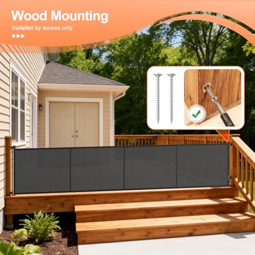 EZIGO Retractable Baby Gates Replacement Parts for 150/180/200'' Dog Gate | Full Set Wall Mounting Accessories Including Brackets, Latches, Screws for Extra Wide Baby Gate Retractable Dog Gate, Black - color: Black, size: Large