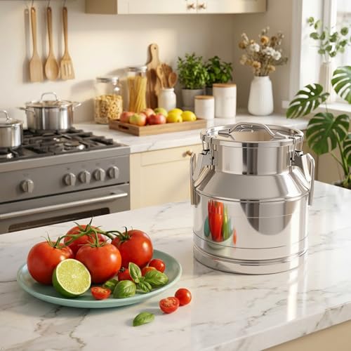 5 Gallon Stainless Steel Milk Can 20L Milk Jug | Food-grade Stainless Steel Container, Milk Bucket, Water Jug, Silicone Sealed, Heavy Duty
