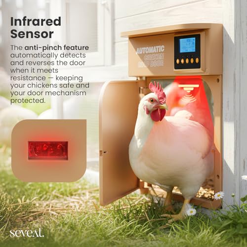 Automatic Chicken Coop Door | Remote Control | 6W Battery Powered with 4×AA Batteries | Auto & Manual Modes | Timer Sensor | 180° Opening Angle (Light Brown) - color: Light Brown