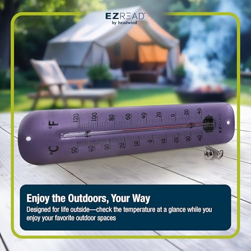 Headwind 12" Easter Purple Metal Thermometer – Durable Weather‑Resistant Indoor & Outdoor Wall‑Mount Temperature Gauge for Patio, Garden, Home, or Porch – Heavy‑Duty Metal Construction by EZ Read - color: Easter Purple