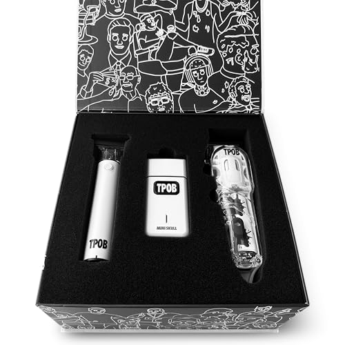TPOB Slime 2 Barber Hair Clippers Trimmer Shaver Set for Men with Matte case and X Fade Blade (Matte White) - color: Matte White