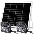 5 Inch Solar Powered Fan, Solar Exhaust Intake Fan Kit, IPX7 Waterproof Dual Fans with 13Ft On/Off Switch Cable, Cooling Ventilation for Greenhouse, Chicken Coop, Shed, Outside No Battery - size: 5" Fan 2 Kit