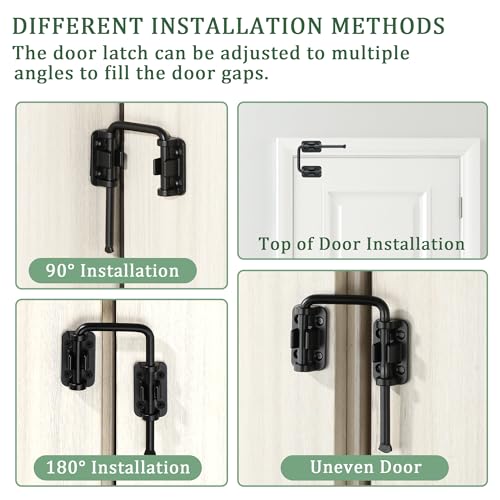 Mooche Sliding Door Lock,90/180 Degree Installation Loop Bolt Lock,Black | U-Bolt Lock Door Security Latch,U-Shaped Barn Door Lock Zinc Alloy Screws Included for Uneven Door Toilet Fence Garage - color: Black