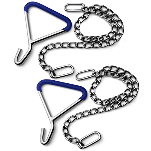 Durable OB Handle Apparatus with 2 Handle Puller Hooks and 2 Chains - Stainless Steel for Cow, Goat, and Cattle Delivery Instruments on Dairy Farms, 30 Inch - size: 30 Inch