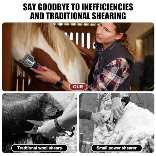 Horse Clippers,600W Professional Electric Horse Grooming Kit, Shaving Equine Clippers for Horses Goat Cattle Large Thick Coat Animals,6 Speeds Heavy Duty Farm Livestock Haircut Trimmer - size: HorseClippers