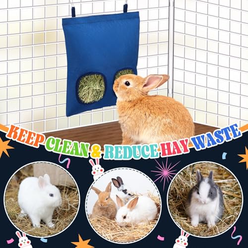 UPINS 2 Pack Guinea Pig Hay Feeder Bag,Bunny Rabbit Cage Bag Hanging Holder | Guinea Pig Cage Feeder,for Bunny Rabbits,Chinchillas,Hamsters,Small Pets,and Animals - color: Black Dark Blue, size: 28 x 25 cm