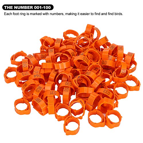 GLOGLOW Chicken Leg Rings 100PCS, 0.7-0.9 Inch Adjustable Poultry Identification Bands, Durable Plastic Foot for Chicken Ducks Geese