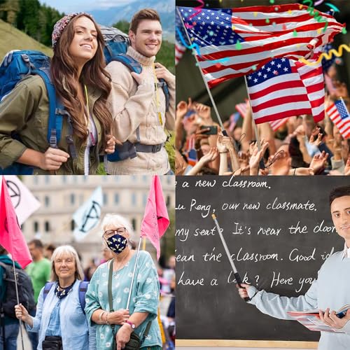 9.8ft Telescopic Flag Pole,Stainless Steel Handheld Portable Extendable Retractable Flagpole with Anti-Slip Grip,Clips,Whistle,Collapsible Telescoping Flag Pole Pointer for Tour Guide,Festival (Black) - color: 9.8ft black
