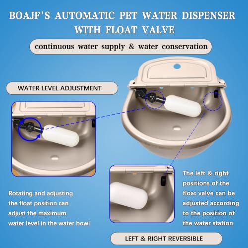 Automatic Dog Water Dispenser with Drain Hole & Drain Valve, Stainless Steel Auto Dog Water Bowl with Float Valve, Hose Quick Connect Fitting, for Livestock, Chicken, Horse (1 Gallon) - color: Stainless Steel