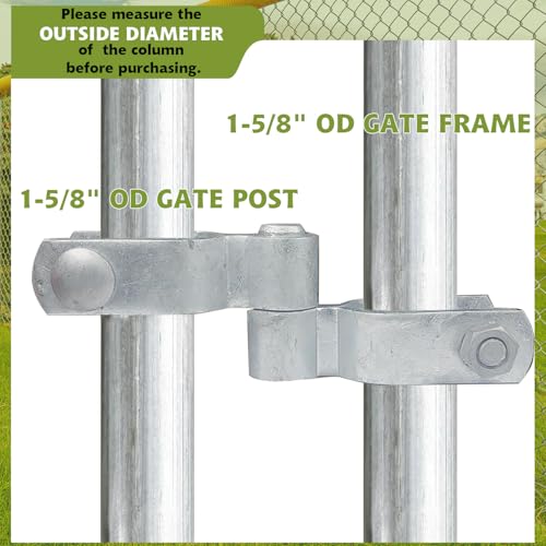 4 Set of Chain Link Fence Gate Post Hinge, 1-5/8" x 1-5/8" Galvanized Steel Chain Link Fence Gate Hinge with Female Hinges and Male Post Hinges, Bolts & Nuts Included - size: 1-5/8" x 1-5/8"(4 Pack)