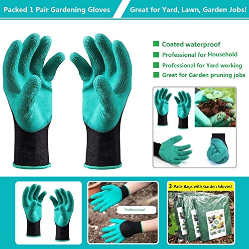 Standard 2-Pack 32 Gallon Lawn Garden Bags Big (D18,H30 in) Yard Waste Bags W/Gardening Gloves for Leaf Bag,Grass Clippings,Yard Debris Bin,Camping Trash Container,Recycling Bin,Laundry Bag 4 Handles