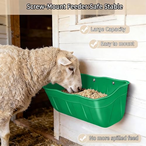 Hanging Goat Feeders,Chicken Feeder Waterer,Large Feed Trough 7.5 Quart 6 Pack,Hanging Fence Feed Trough for Poultry Livestock,Green - color: Green, size: 7.5 Quart (6 Pack)