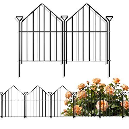 Garden Fence Border 17in x10ft,10 Panels Rustproof Metal No Dig Fence | Garden Fencing Animal Barrier,Decorative Garden Fence for Flower,Yard Outdoor Patio Decor with Ground Stake - size: 10 Panels-17in(H)x13in(L)-Style1