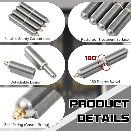 Zonon 5 Pcs 7 Inch BBQ Smoker Bullet Weld on Bullet Hinge Carbon Steel Weldable Hinges Heavy Duty Compatible with Swing Door Trailer Ramp - color: Zerk, size: 7 Inch