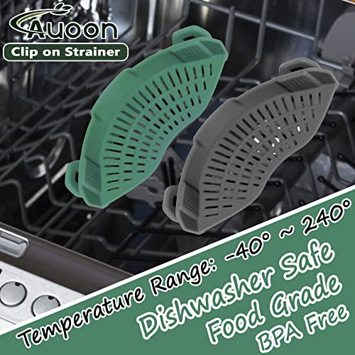 AUOON Clip On Strainer Silicone for Pots, Standard 8.86 x 3.55in, Sea Blue | Food-grade BPA-free, Fits Pots Pans Bowls, Dishwasher Safe, for Pasta Noodles Vegetable Fruits, Space-saving Kitchen Gadget - color: Sea Blue, size: Standard 8.86 x 3.55 in