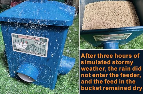 Chicken Feeder, Chicken Waterer with Float Controlled Automatic Set(3 Gallon/16 Pounds), Chicken Coop Accessories（Compatible with 5/8-inch and 3/4-inch Water Pipes, 60-inch Water Supply Pipe - color: Steel Blue