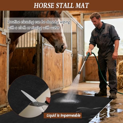4x6 Ft Horse Stall Mat, Stable Mats for Horses with Shock Absorption & Cushioning Waterproof Non-Slip Flooring, Easy to Clean Mat for Stalls Farm Cattle Sheep Pig Shed Livestock Barn