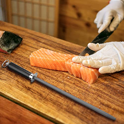 honing steel knife sharpener ，high carbon steel knife sharpener rod,12 Inch Knife Sharpening Steel Honing Rod（black） - color: blackwood